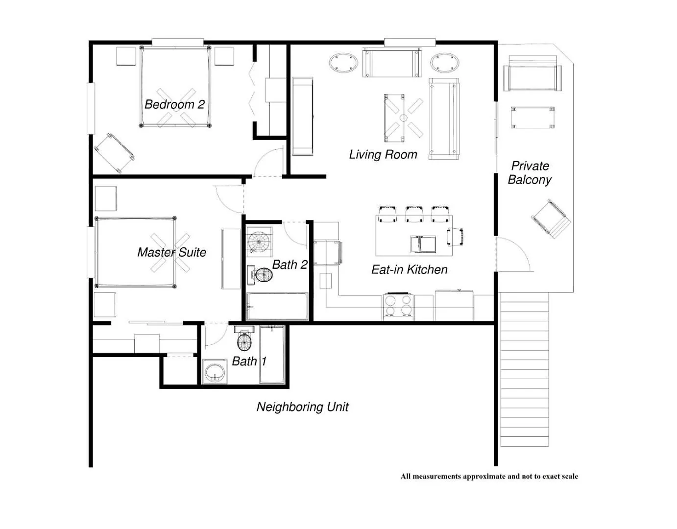 Apartamento One Block To The Beach! 2 Bedroom 2 Bath. The Seahorse Suite.